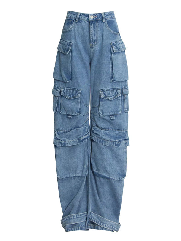 "CITY GIRL" HIGH WAISTED CARGO JEANS