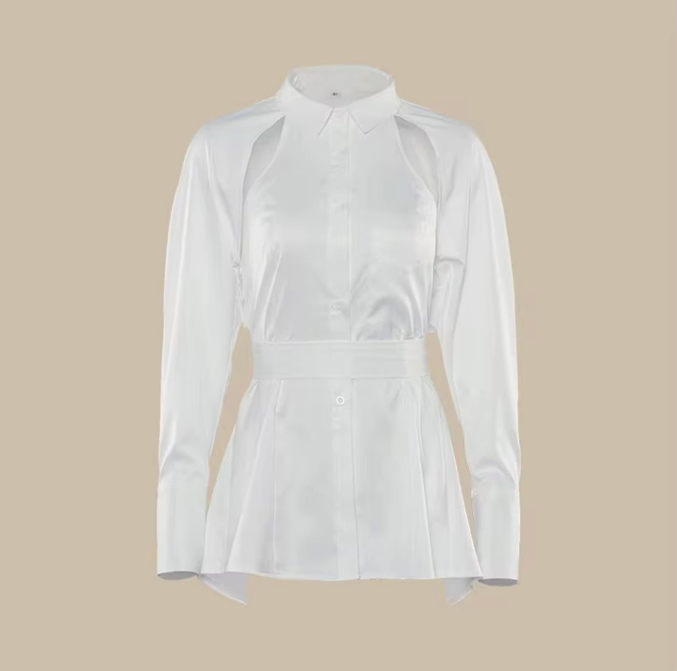 "AERIS" CUT-OUT BUTTON DOWN SHIRT