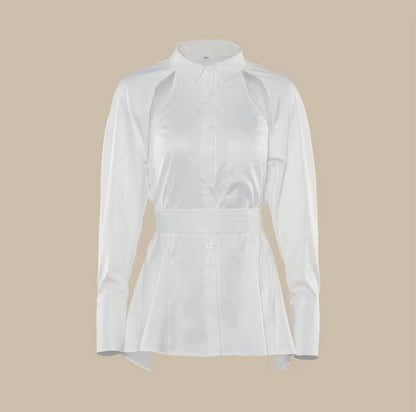 "AERIS" CUT-OUT BUTTON DOWN SHIRT